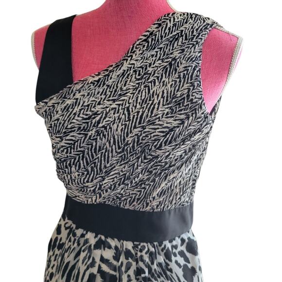 Allen B. 90s Leopard Zebra SIZE 6 Asymmetrical Wrap Dress Baddie sexy sirencore - Picture 2 of 11